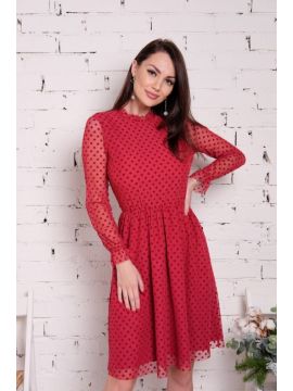 910075 Платье бордо Джесси (горох) Farberry