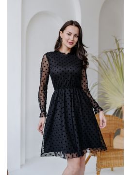 910021 Платье черное Джесси (горох) Farberry