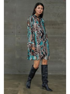 С20214 Платье миди (Бирюзовый анимализм) CLOXY
