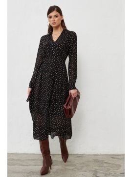 С20216-2 Платье (черный фон/коричневый горох) CLOXI