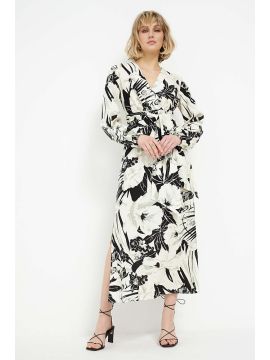 С20084-2 Платье миди (серый/цветы) CLOXY