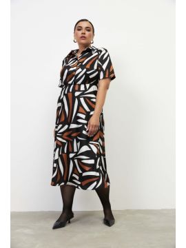 Б20354 Платье (Черный/оранжевый/молочный принт) CLOXY