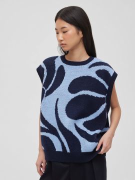 S-7143-PHR 177_04 Жилет с цветочным жаккардом, голубо-синий AIM CLO