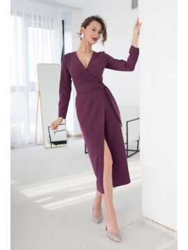 Саяра Платье винное д/р (с поясом + пряжка) FARBERRY