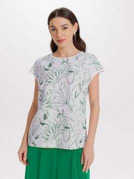 2.71.3-107-4 (принт зеленые цветы) Топ (ELNY)