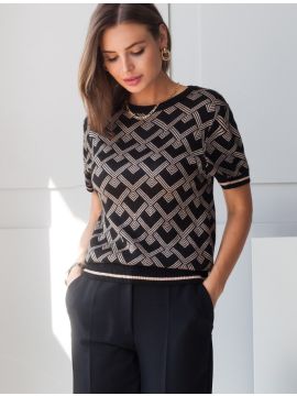 D39.545 Джемпер черный-бежевый VILATTE