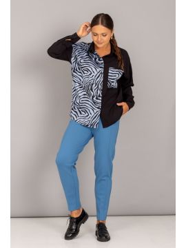 ТБ-58-2 черно-голубой блузка АНГЕЛИКА