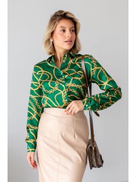 ТБ-34 цепи-зеленый блузка АНГЕЛИКА