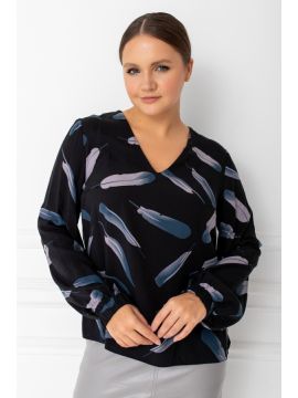 ТБ-93 перья на чёрном блузка Took A Look