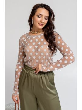 АВ-08 горох на бежевом Лонгслив TOOK A LOOK