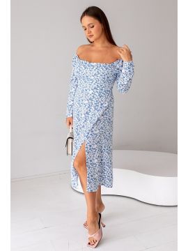 А-339 цветы на деним платье АНГЕЛИКА