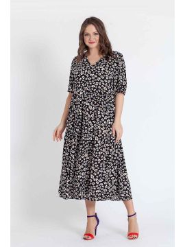 МД-09 цветы на чёрном платье АНГЕЛИКА