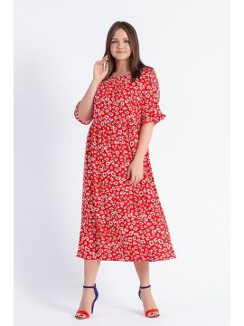 МД-44 цветы на красном платье АНГЕЛИКА