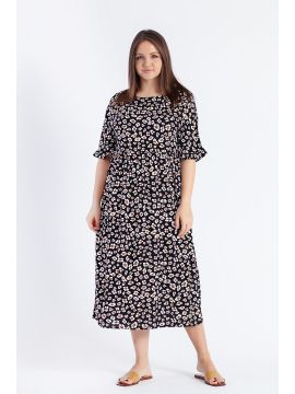 МД-44 цветы на чёрном платье АНГЕЛИКА