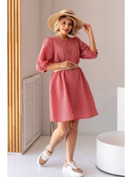МП-2211 клетка красная платье Took A Look