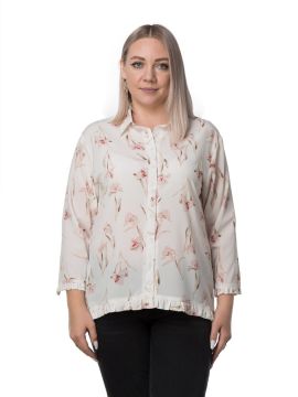 Юна 2-2 молочный, цветы Блузка ALONA