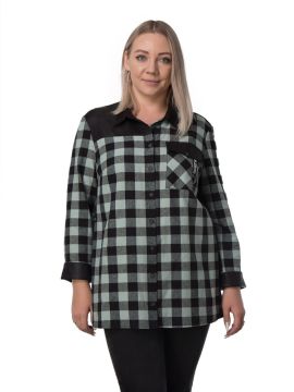 Равена 2-5 светло-зеленый_клетка Блузка ALONA