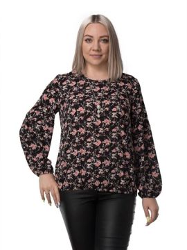 Дина 1-19 черный, мелкие цветы Блузка ALONA