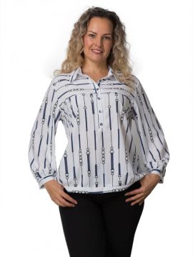 Флюорит 1-2 белый, ремни Блузка Alona