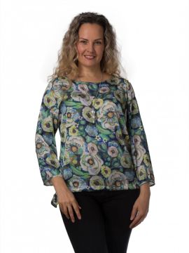 Милена 1-53 зеленый_розы_акварель Блузка Alona